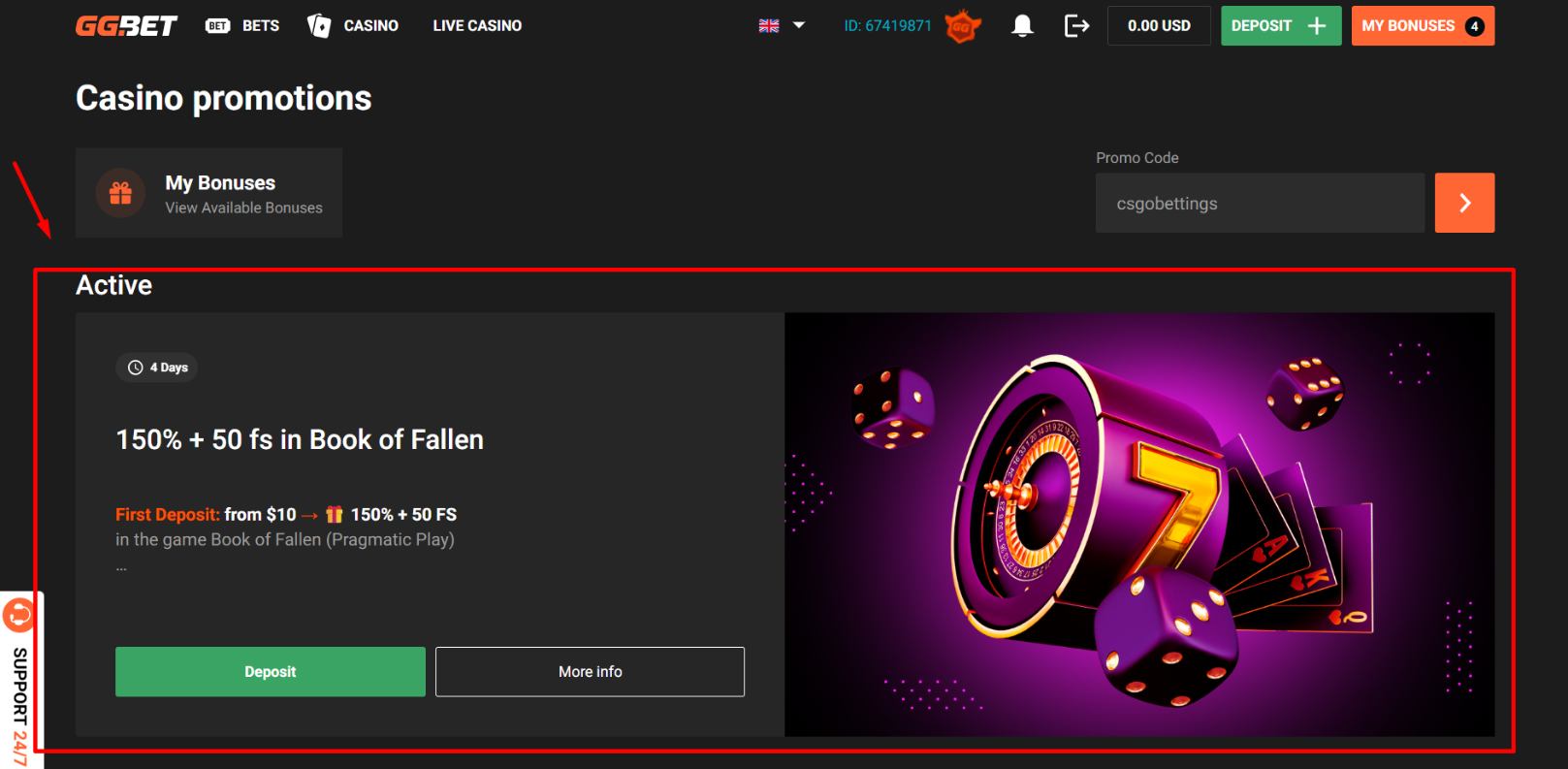 ggbet bonus code
