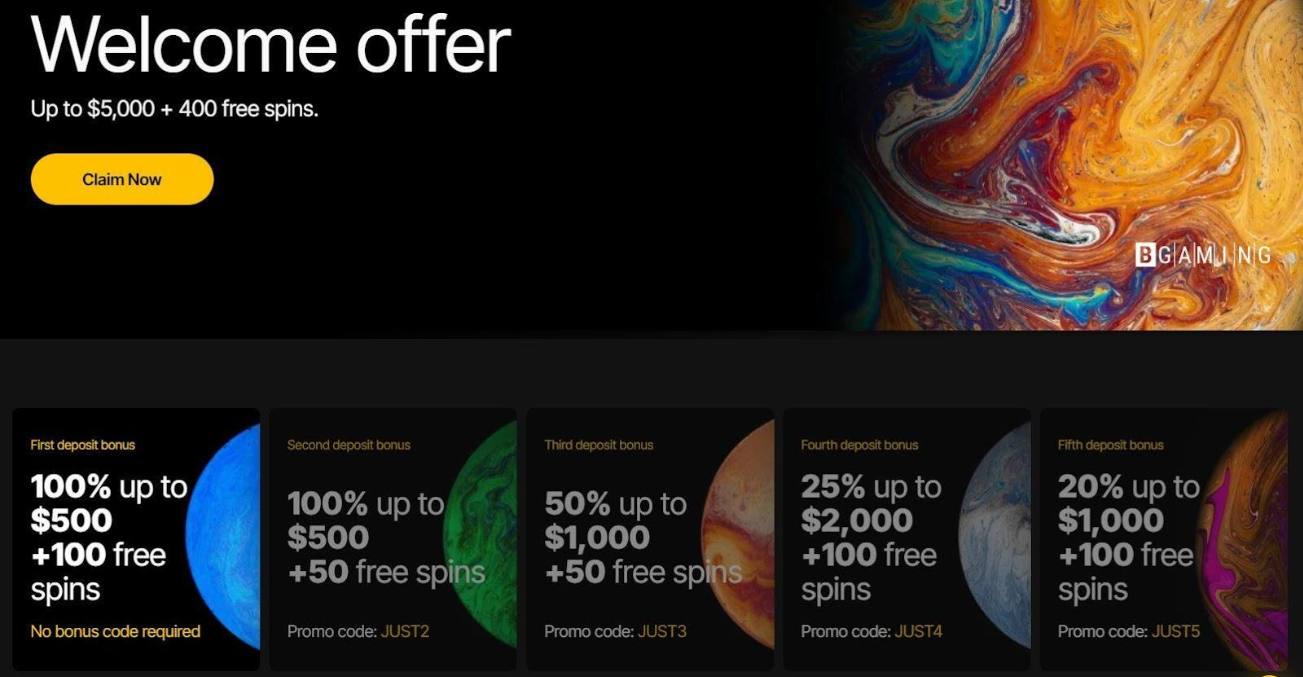 justcasino no deposit bonus claim now