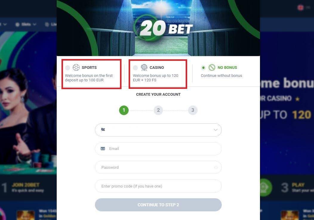 20 bet bonus
