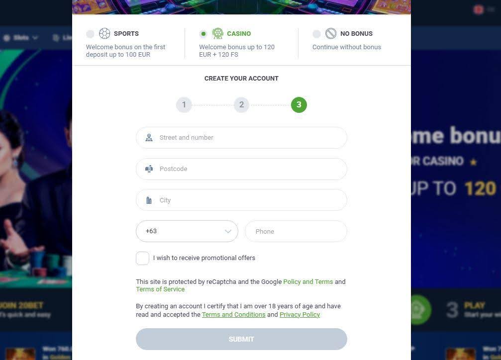 bonus 20bet