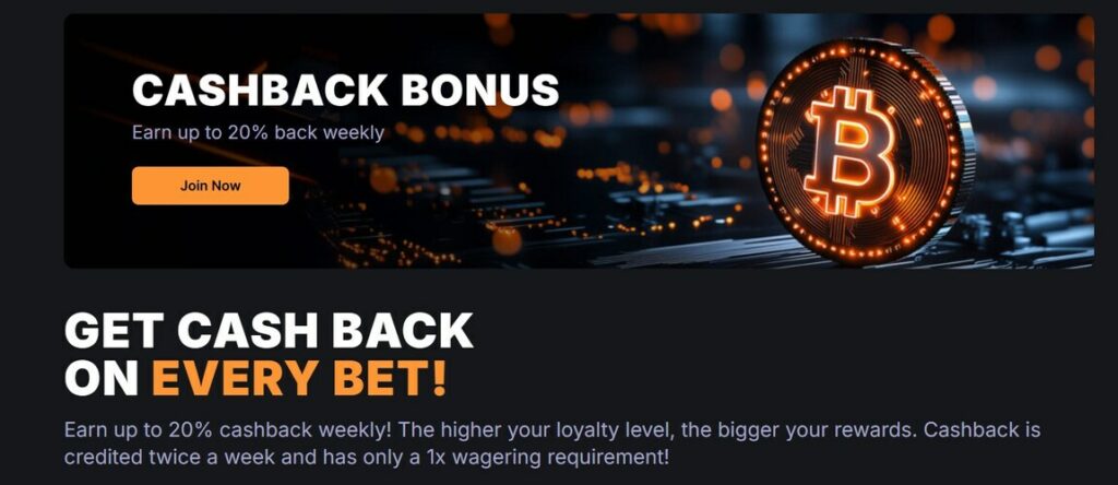 Minebit cashback bonus