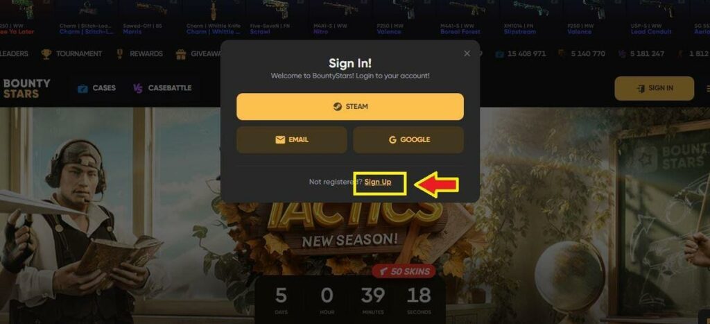 BountyStars sign-up methods