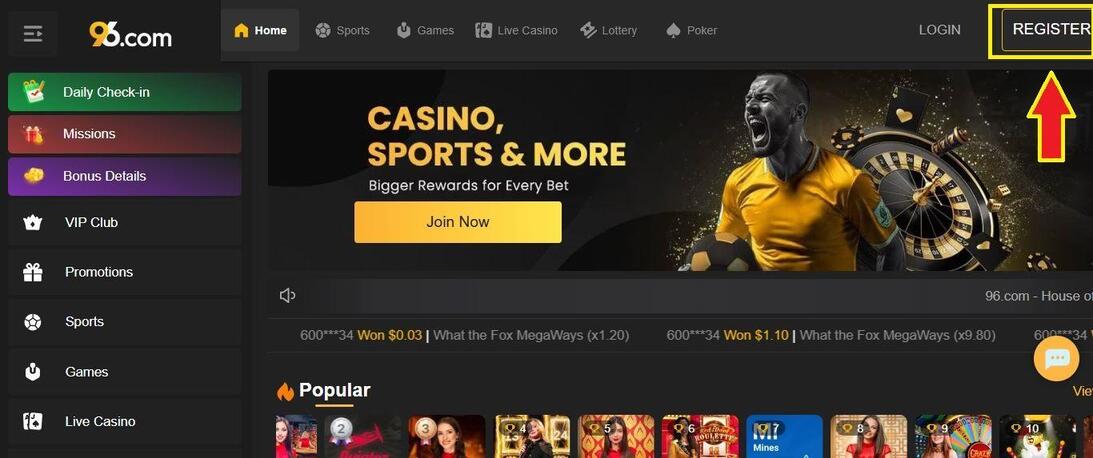 96.com sign up