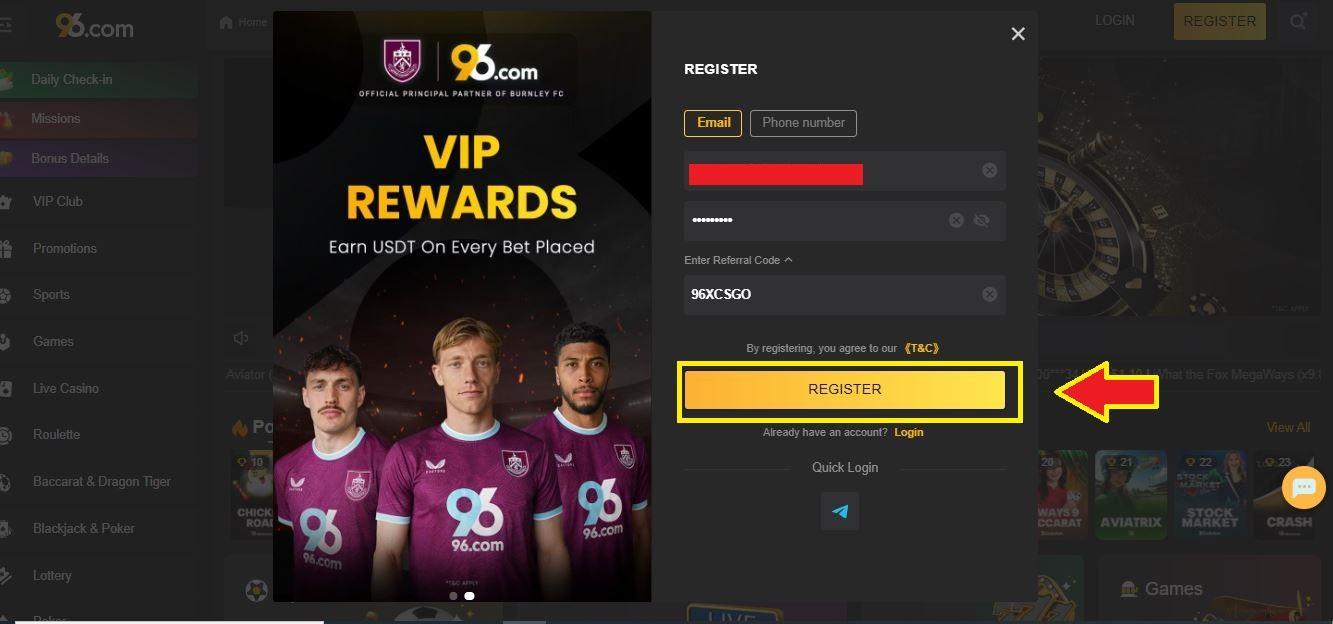 96.com sign up
