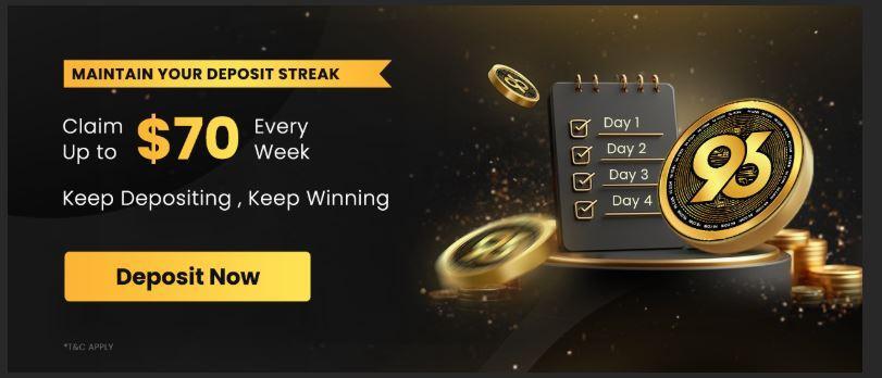 96.com weekly bonus
