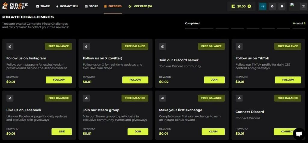 pirateswap Challenges