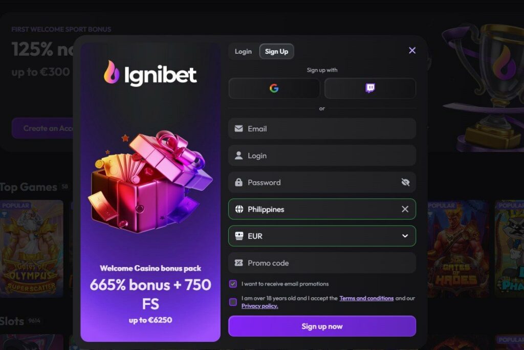 Ignibet casino sign up