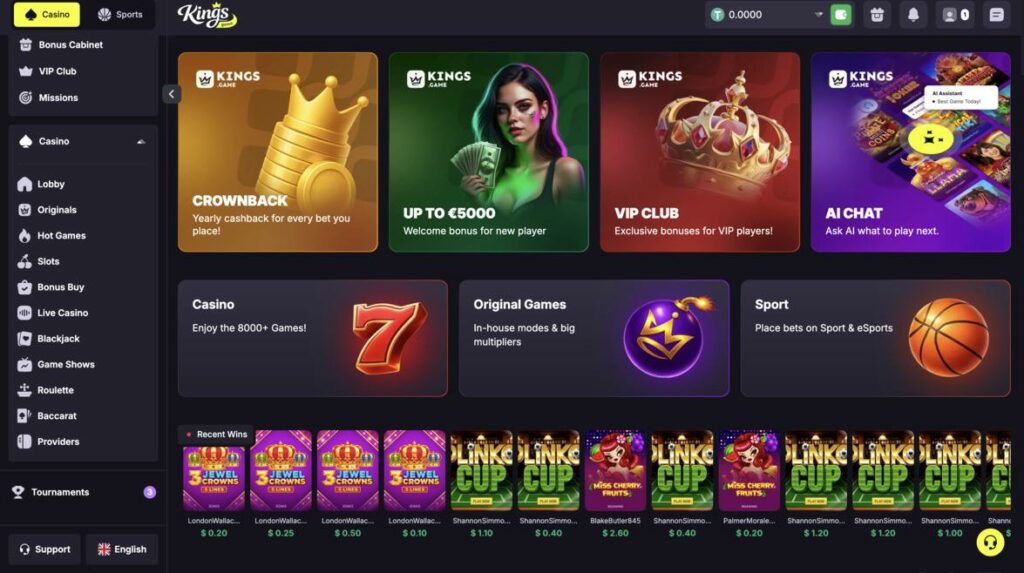 Kings Game promo code casino overview