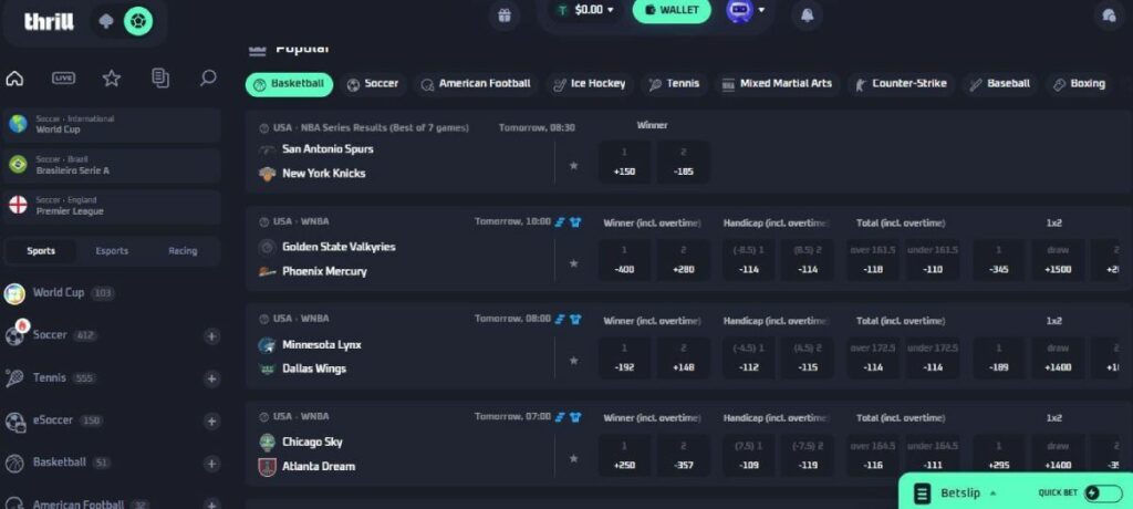thrill Sports betting