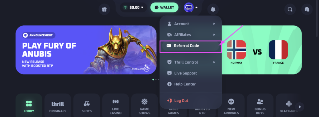 thrill referral code